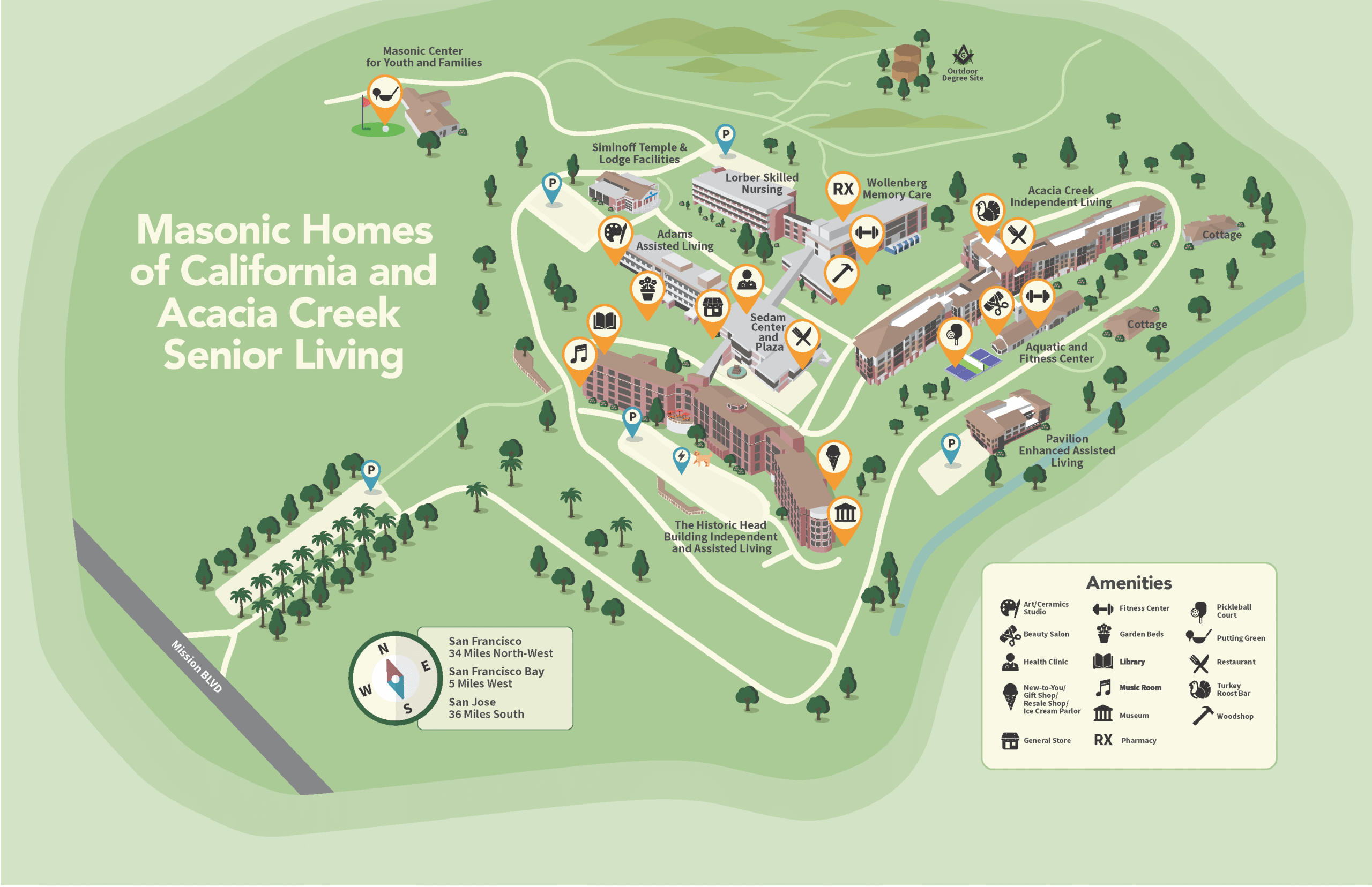 The Masonic Homes of California Campus Map